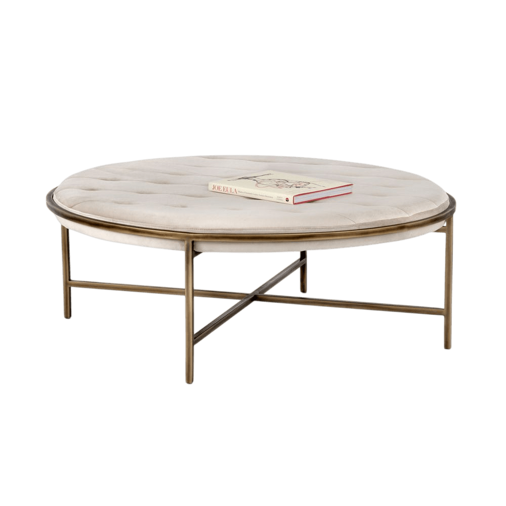 Etta Ottoman-Round Piccolo Prosecco - LC Design Co. Shoppe