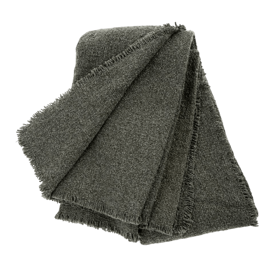 Fringed Boucle Bed Blanket - Forest - LC Design Co. Shoppe