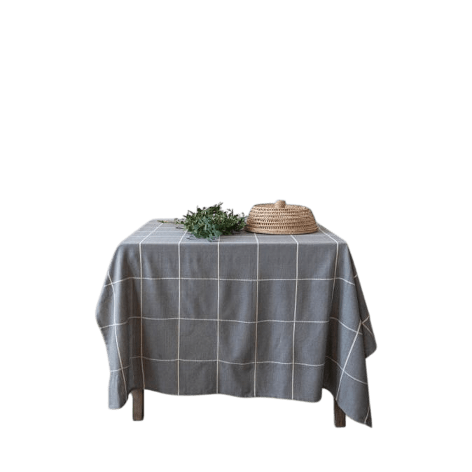 Woven Cotton Table Cloth with Grid Pattern - LC Design Co. Shoppe