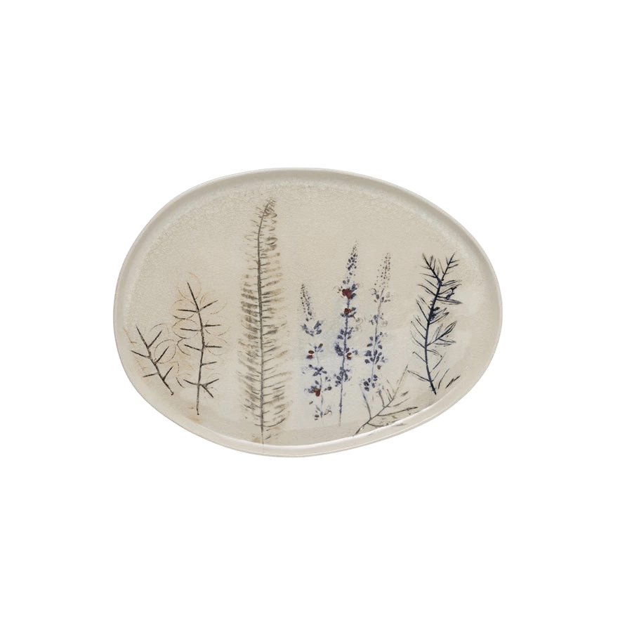 Stoneware Floral Platter - LC Design Co. Shoppe