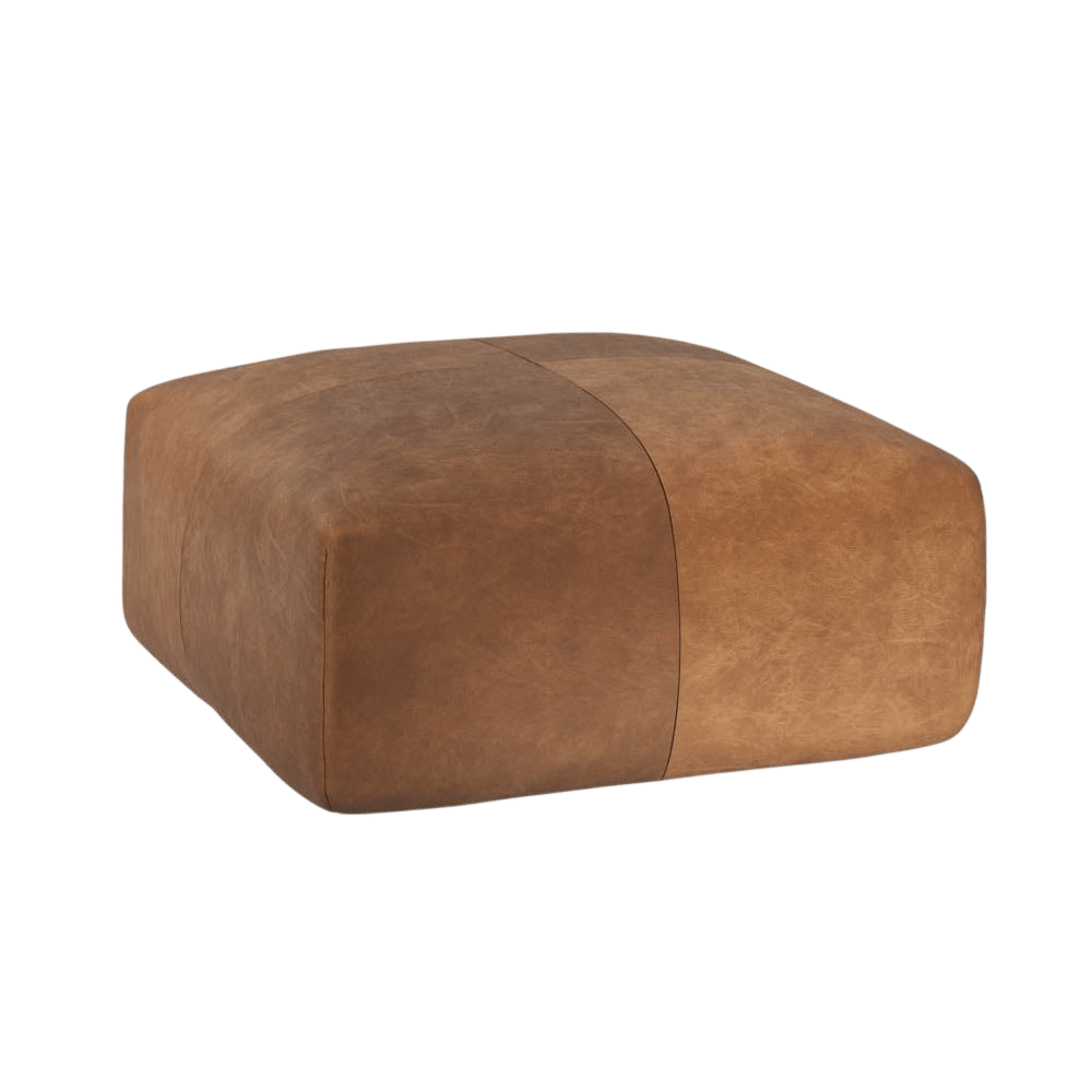 Elsie Ottoman-Cognac Leather - LC Design Co. Shoppe