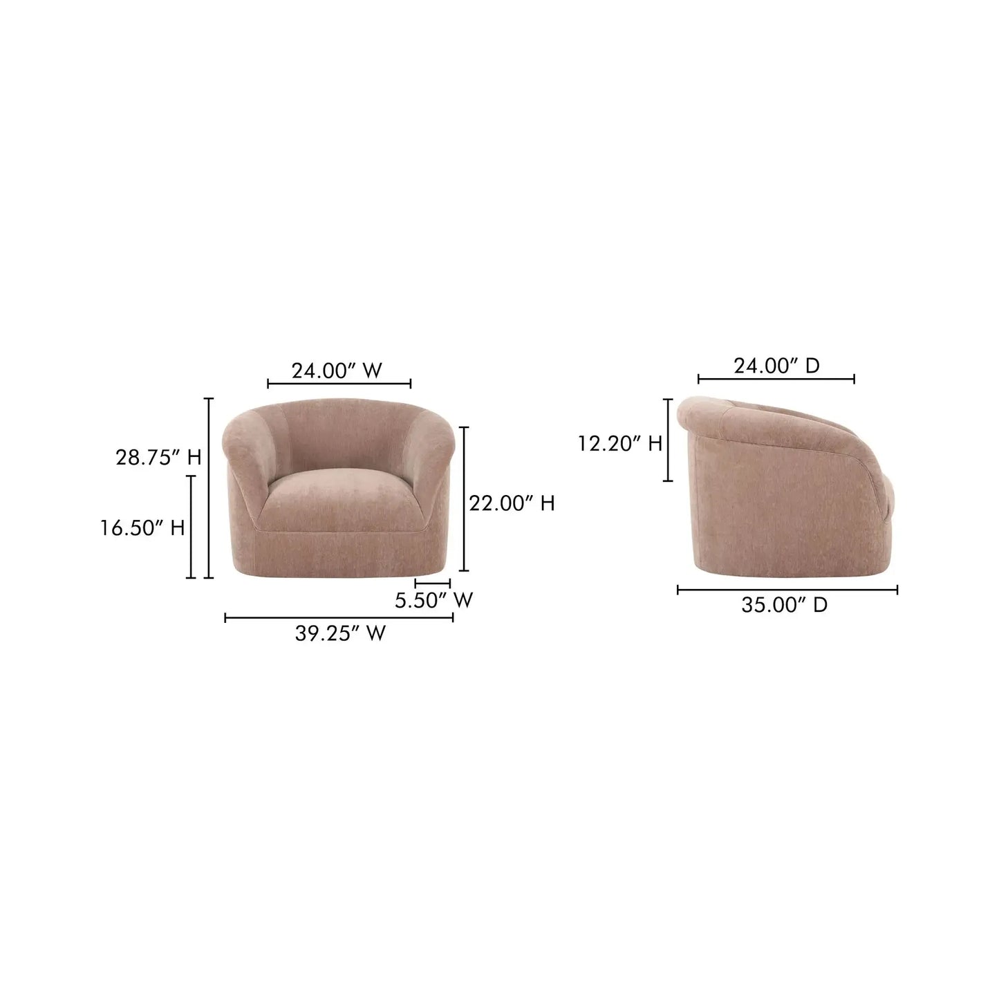Thora Lounge Chair Blush - LC Design Co. Shoppe