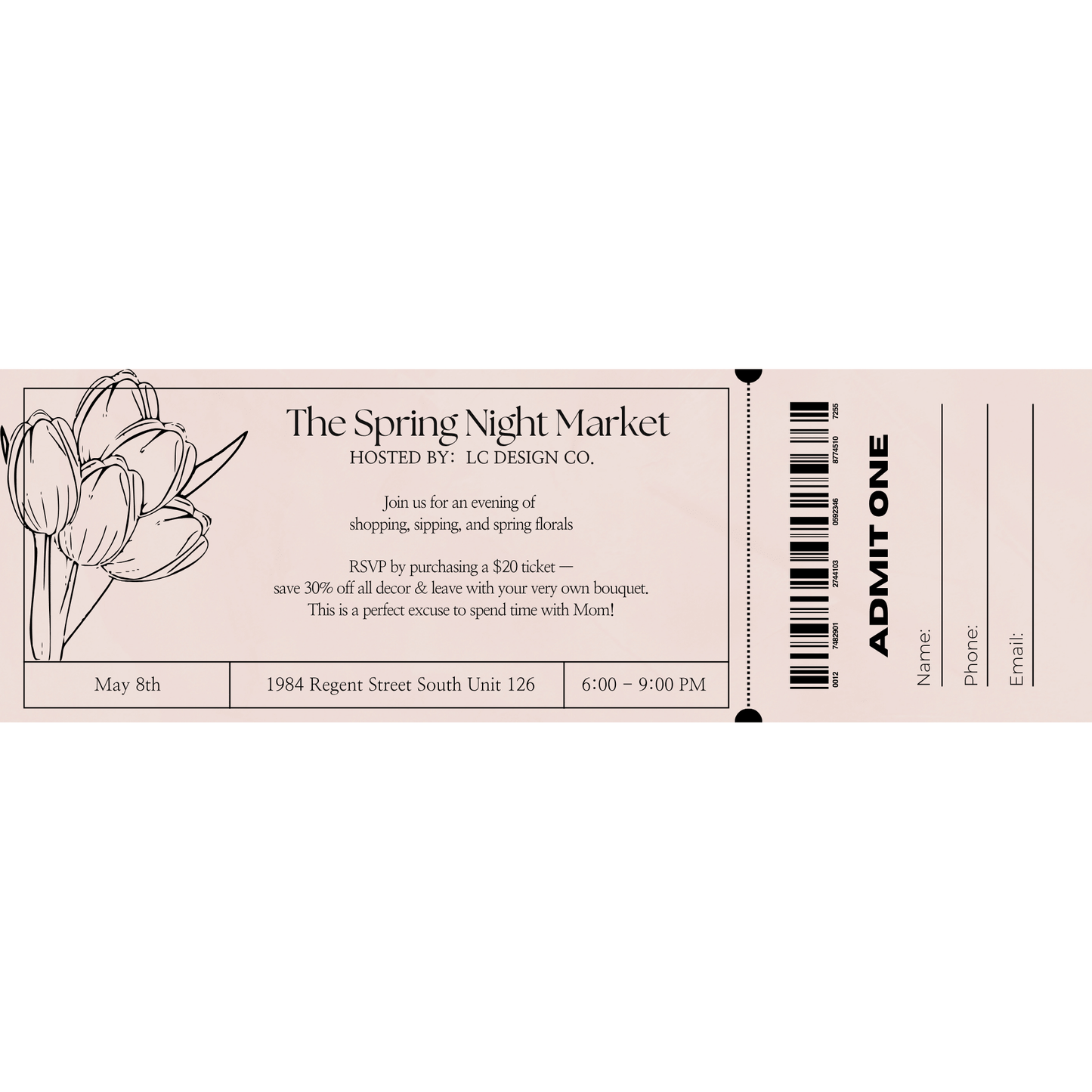 The Spring Night Market Ticket - LC Design Co. Shoppe