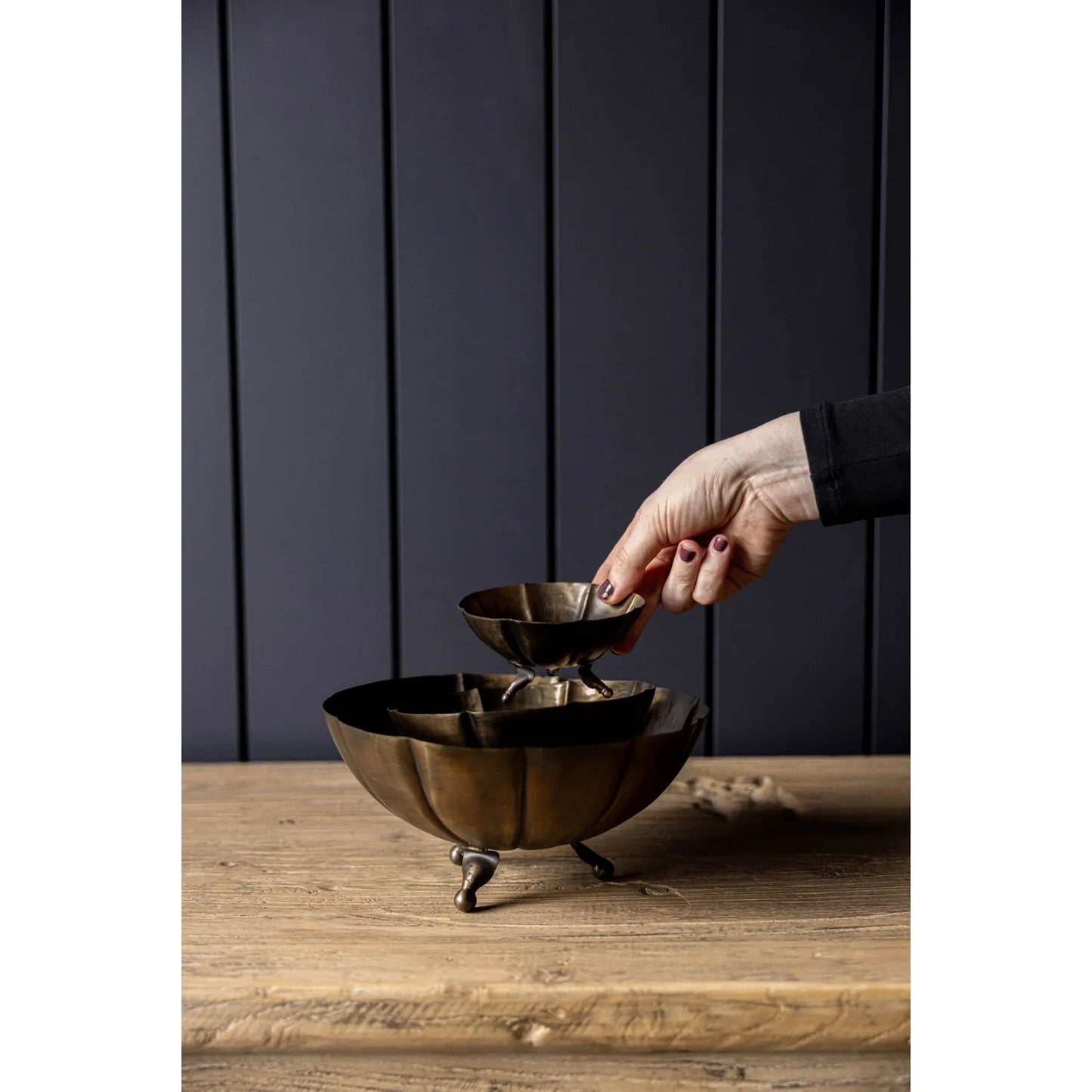 Vintage Brass Scalloped Bowls - LC Design Co. Shoppe