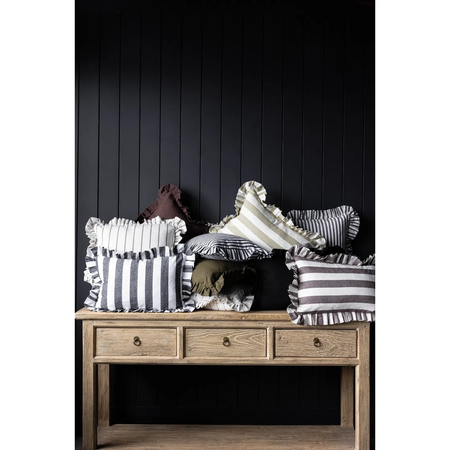 Ruffle Pillow - Dark Olive Green - LC Design Co. Shoppe