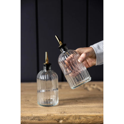 Olive Oil & Vinegar Glass Scallop Fluted Bottles - LC Design Co. Shoppe