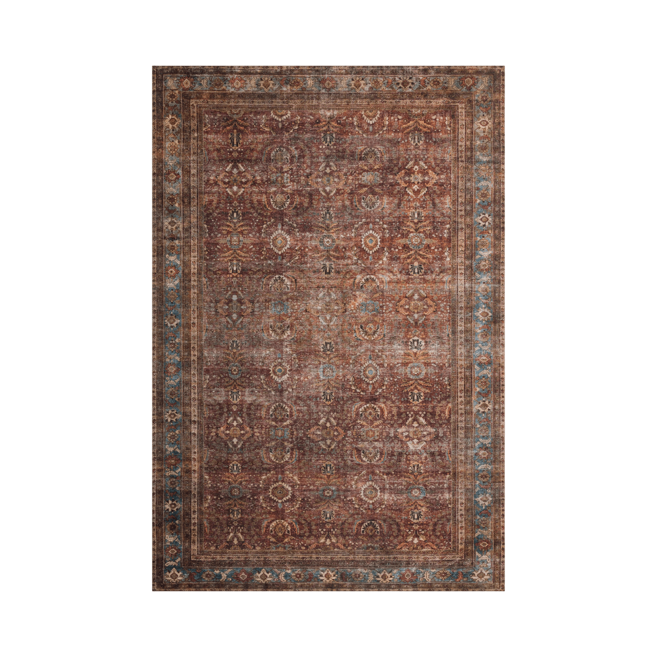 Layla Brick/Blue Rug - LC Design Co. Shoppe
