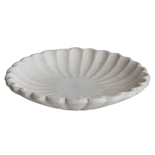 Antique White Scalloped Bowl