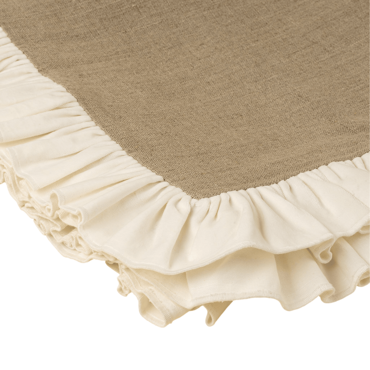 Ivory Velvet Ruffle Linen Throw - LC Design Co. Shoppe