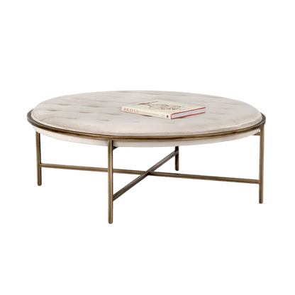 Etta Ottoman-Round Piccolo Prosecco - LC Design Co. Shoppe
