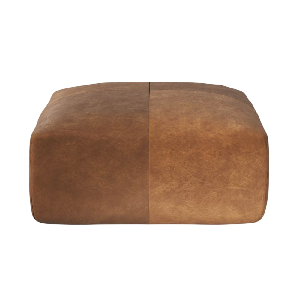 Elsie Ottoman-Cognac Leather