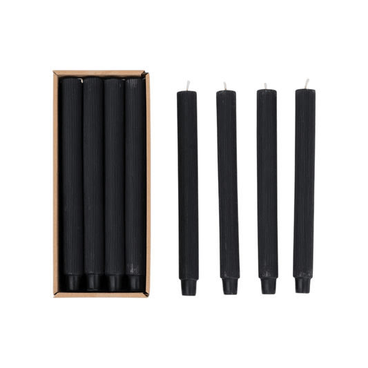 Unscented Pleated Taper Candles - Noir (Set of 12) - LC Design Co. Shoppe