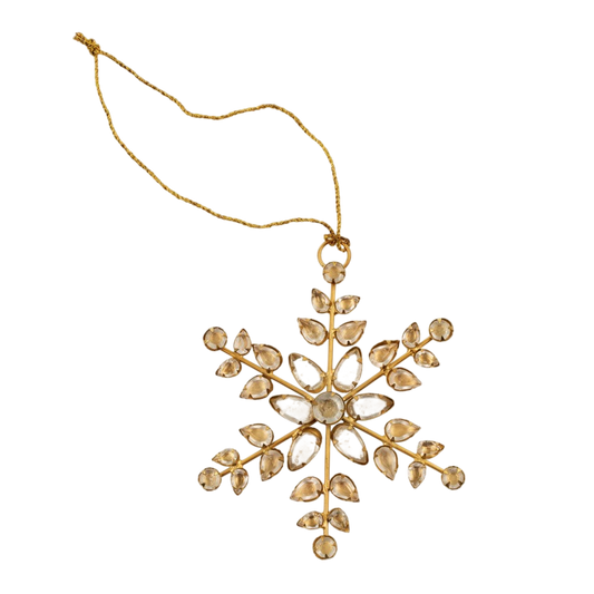 Beaded Snowflake Ornament-Antique Brass