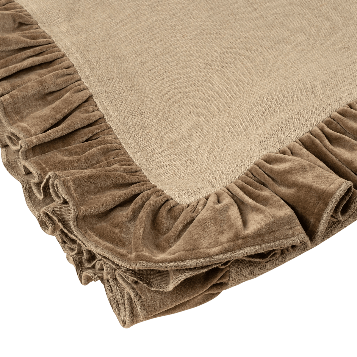 Chocolate Velvet Ruffle Linen Throw - LC Design Co. Shoppe