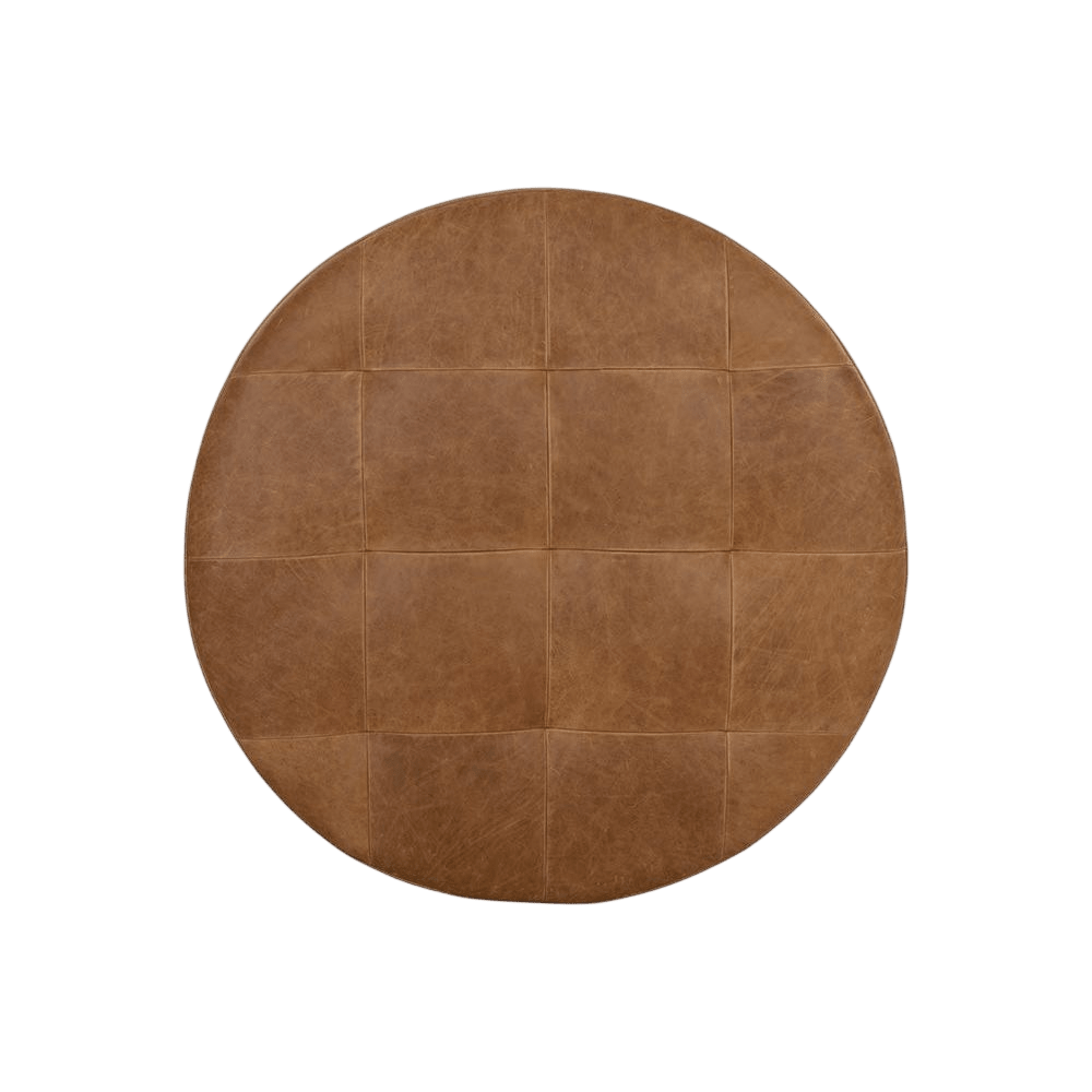Nora Ottoman-Camel Leather - LC Design Co. Shoppe
