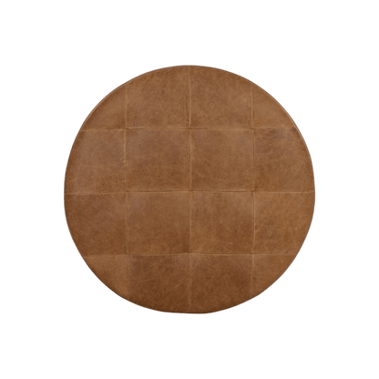 Nora Ottoman-Camel Leather - LC Design Co. Shoppe