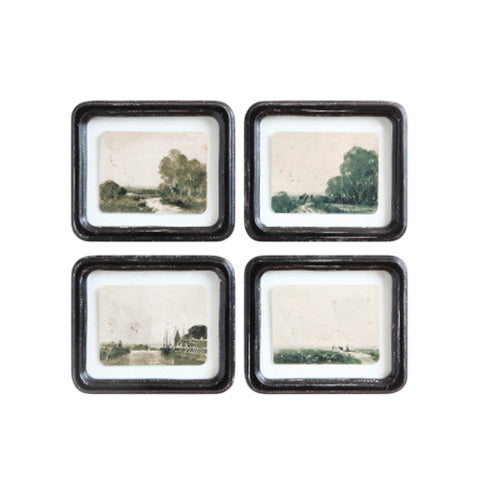 Distressed Wood Framed Landscape Art