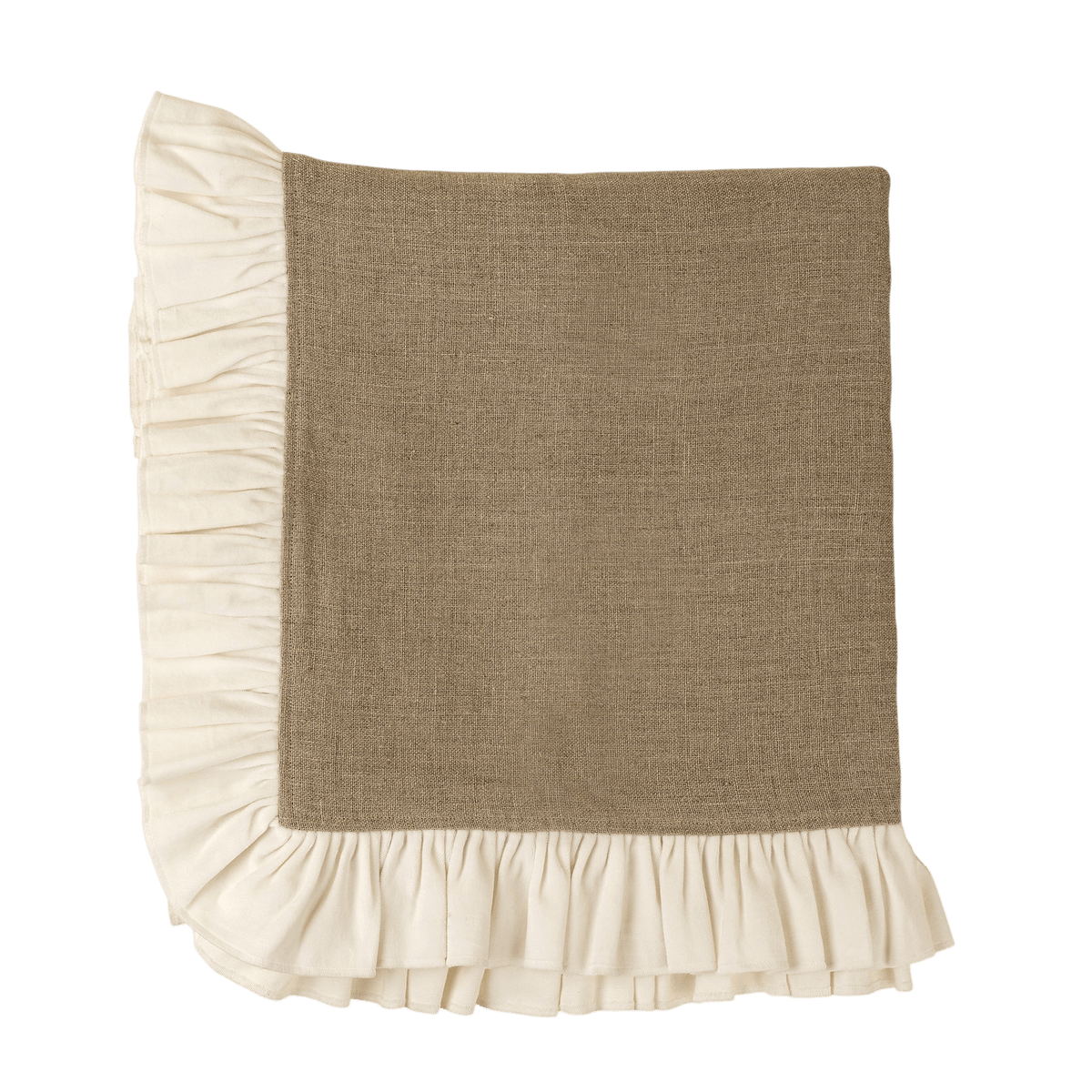 Ivory Velvet Ruffle Linen Throw - LC Design Co. Shoppe