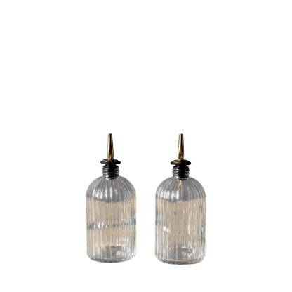 Olive Oil & Vinegar Glass Scallop Fluted Bottles - LC Design Co. Shoppe