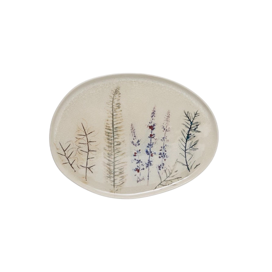 Stoneware Floral Platter