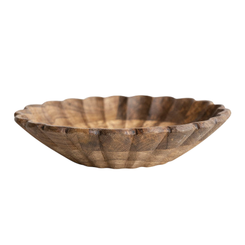 Wooden Scalloped Bowl