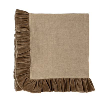 Chocolate Velvet Ruffle Linen Throw - LC Design Co. Shoppe