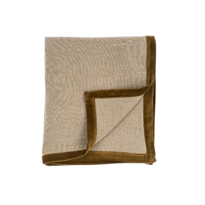 Haddie Velvet Trim Throw- Green