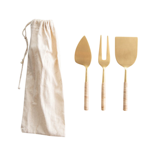 Cheese Utensils (Set of 3) - Rattan