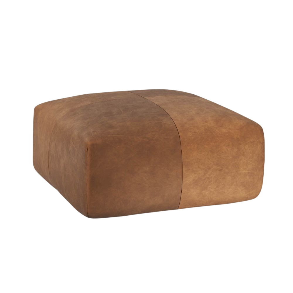 Elsie Ottoman-Cognac Leather