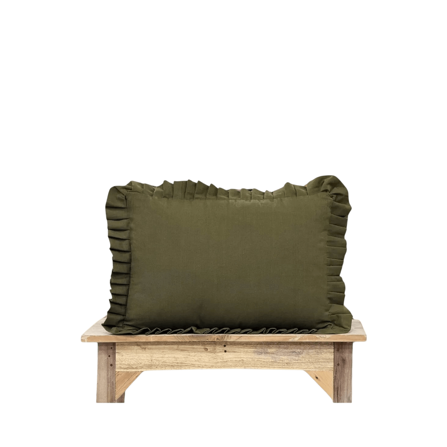 Ruffle Pillow - Dark Olive Green - LC Design Co. Shoppe