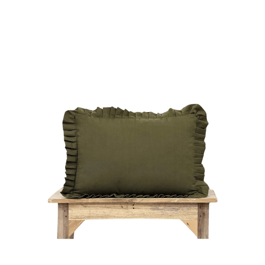 Ruffle Pillow - Dark Olive Green - LC Design Co. Shoppe