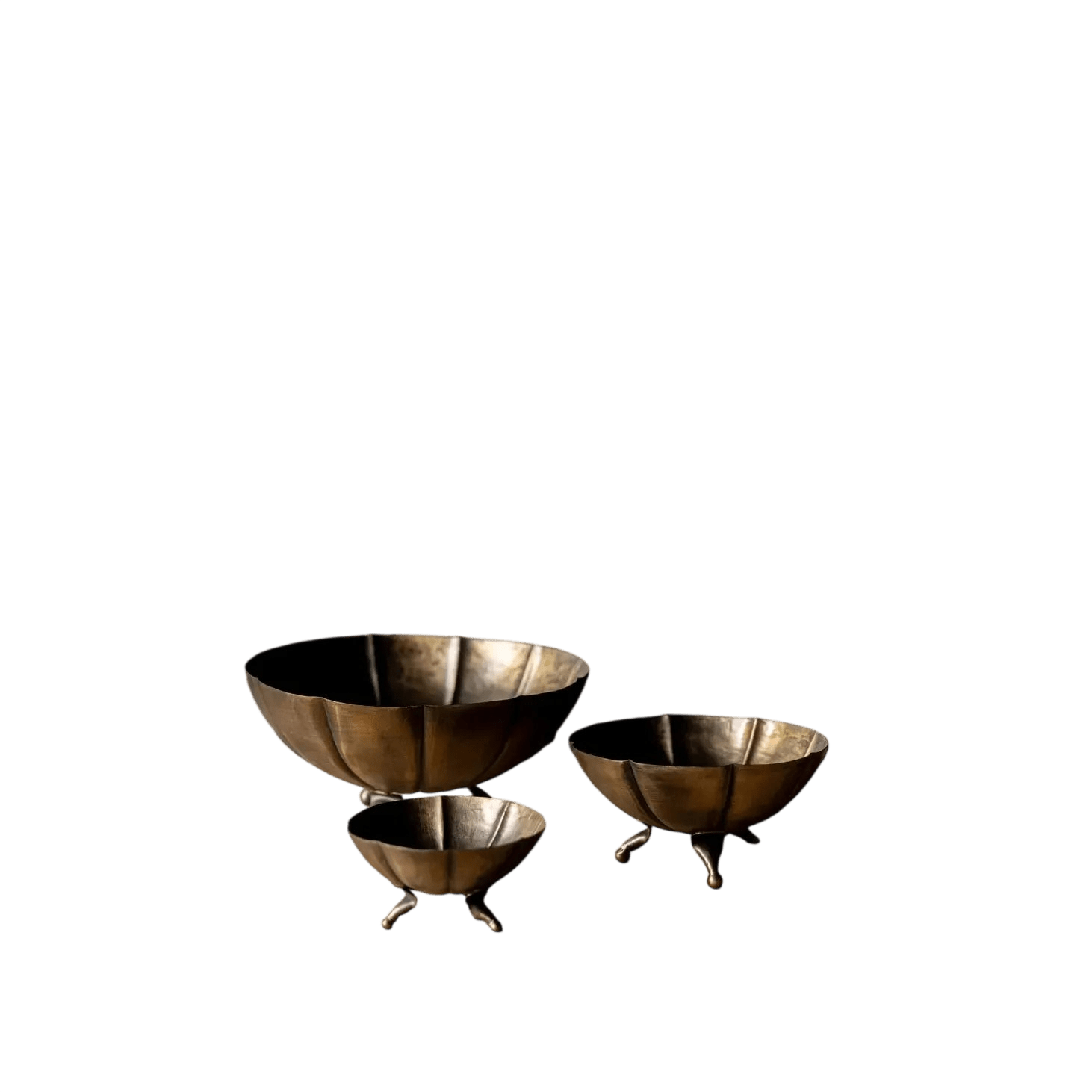Vintage Brass Scalloped Bowls - LC Design Co. Shoppe