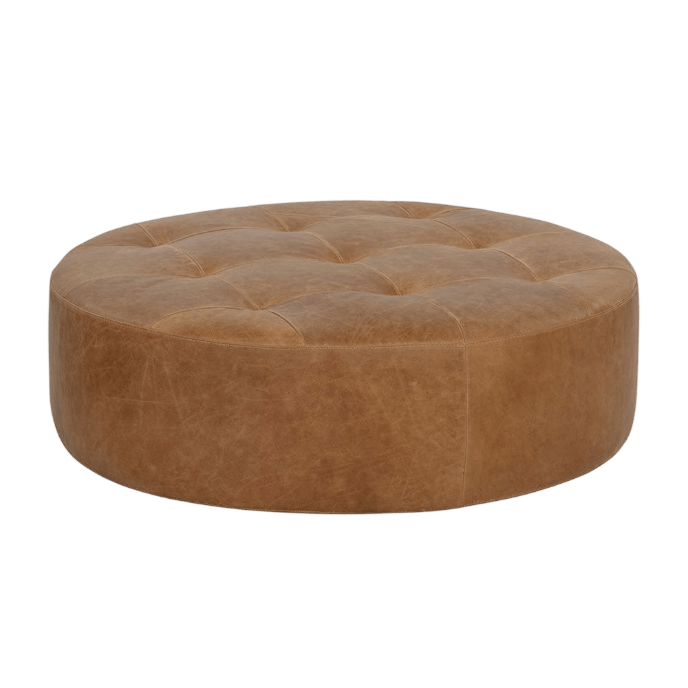 Nora Ottoman-Camel Leather - LC Design Co. Shoppe
