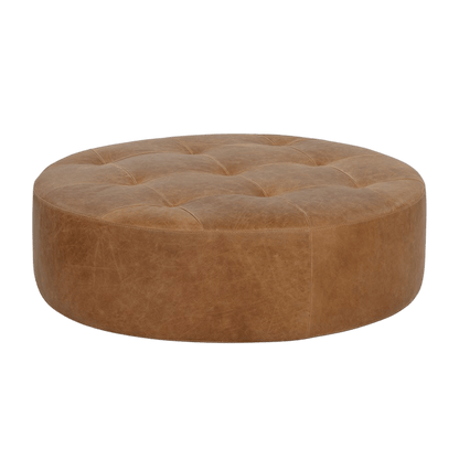 Nora Ottoman-Camel Leather - LC Design Co. Shoppe