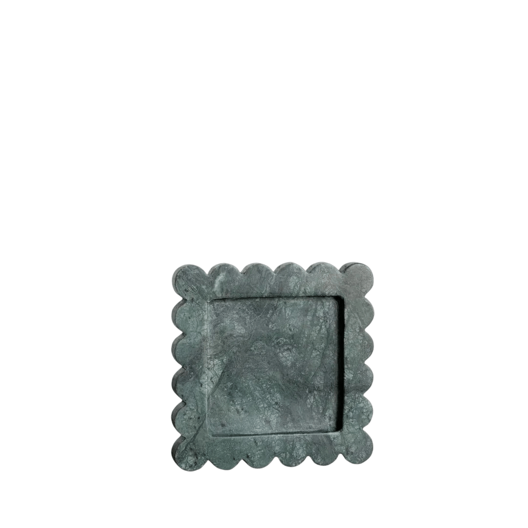 Green Marbled Scalloped Tray - LC Design Co. Shoppe