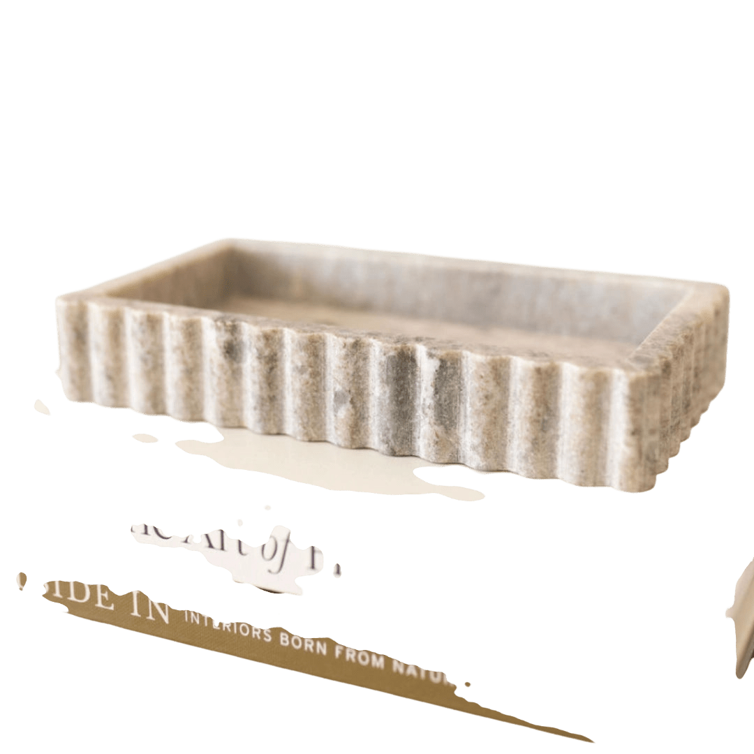 Scalloped Marble Fluted Bridge Tray - LC Design Co. Shoppe