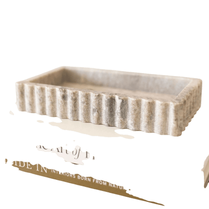 Scalloped Marble Fluted Bridge Tray - LC Design Co. Shoppe