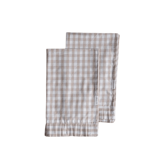 Ruffle Beige Gingham Kitchen Dish Towel - LC Design Co. Shoppe