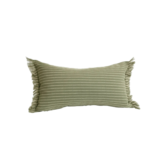 Green Striped Cotton Cushion