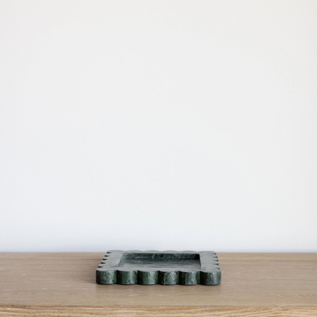 Green Marbled Scalloped Tray - LC Design Co. Shoppe