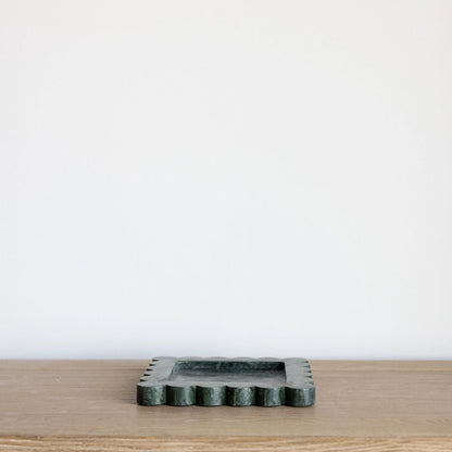 Green Marbled Scalloped Tray - LC Design Co. Shoppe