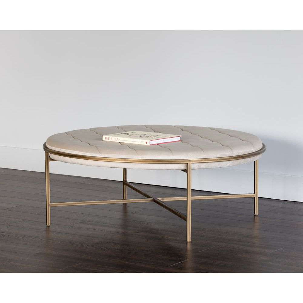 Etta Ottoman-Round Piccolo Prosecco - LC Design Co. Shoppe