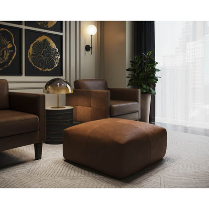 Elsie Ottoman-Cognac Leather